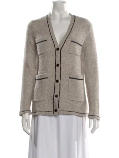 Pre-owned Theory Wool V-neck Sweater In Neutral