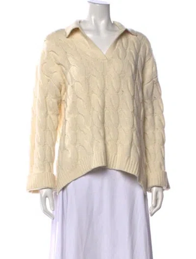 Pre-owned Theory Wool V-neck Sweater In Neutral