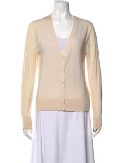 Pre-owned Theory Wool V-neck Sweater In Neutral