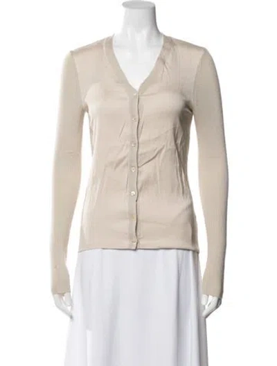 Pre-owned Theory Wool V-neck Sweater In Neutral