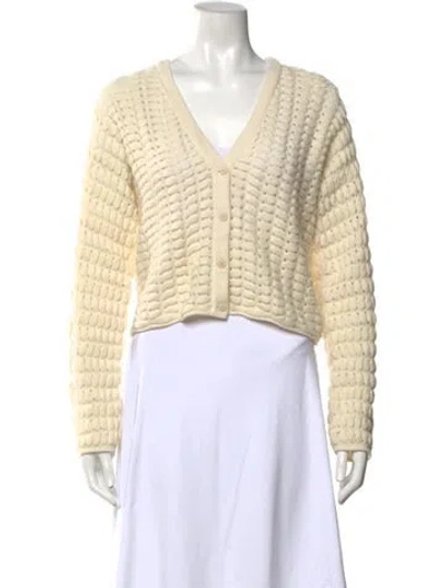 Pre-owned Theory Wool V-neck Sweater In Neutral