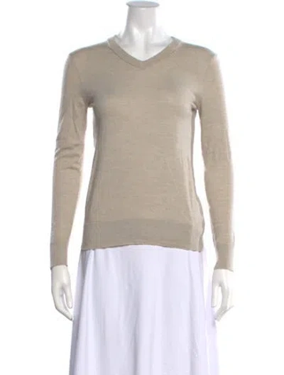 Pre-owned Theory Wool V-neck Sweater In Neutral