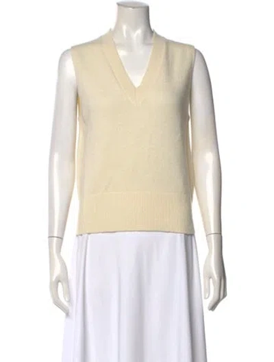 Pre-owned Theory Wool V-neck Sweater In Neutral