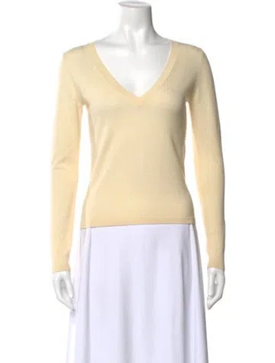 Pre-owned Theory Wool V-neck Sweater In Neutral