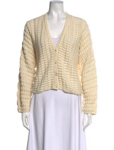 Pre-owned Theory Wool V-neck Sweater In Neutral