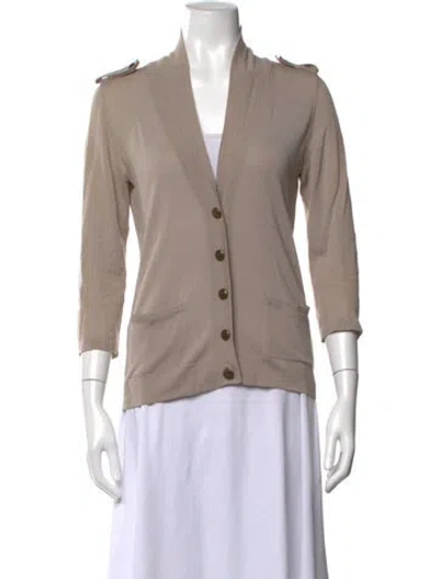 Pre-owned Theory Wool V-neck Sweater In Neutrals