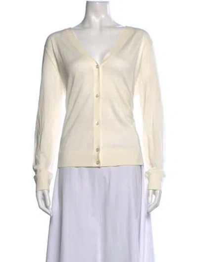 Pre-owned Theory Wool V-neck Sweater In Neutrals