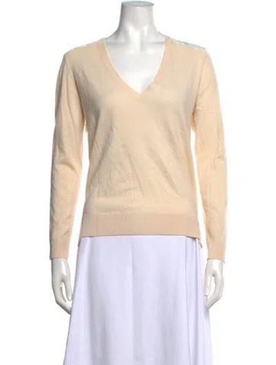 Pre-owned Theory Wool V-neck Sweater In Neutrals