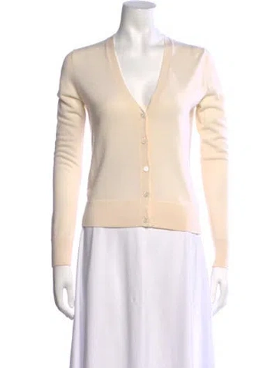Pre-owned Theory Wool V-neck Sweater In Neutrals