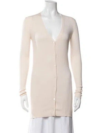 Pre-owned Theory Wool V-neck Sweater In Neutrals