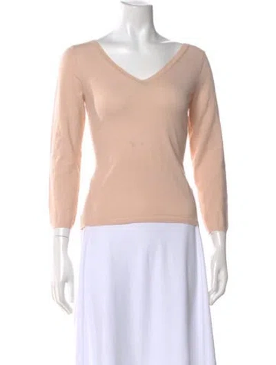 Pre-owned Theory Wool V-neck Sweater In Pink