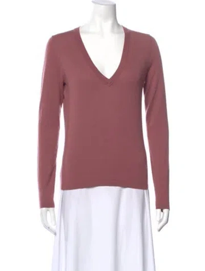 Pre-owned Theory Wool V-neck Sweater In Pink