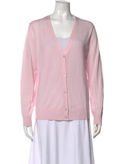Pre-owned Theory Wool V-neck Sweater In Pink