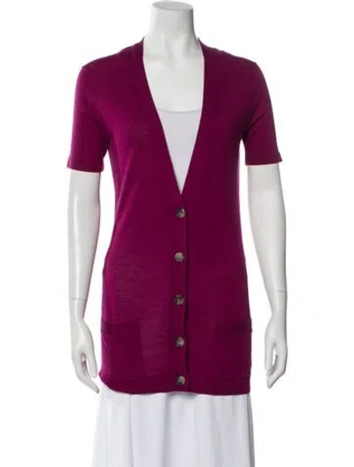 Pre-owned Theory Wool V-neck Sweater In Purple