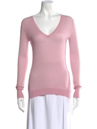 Pre-owned Theory Wool V-neck Sweater In Purple