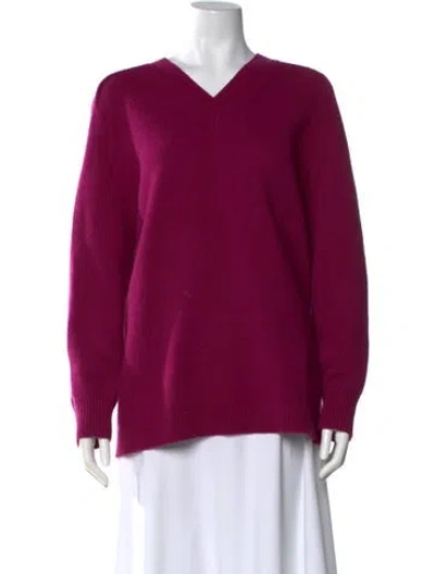 Pre-owned Theory Wool V-neck Sweater In Purple