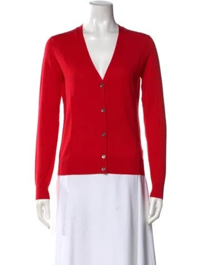 Pre-owned Theory Wool V-neck Sweater In Red