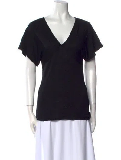 Pre-owned Theory Wool V-neck T-shirt In Black