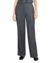 Theory Pull-on Virgin Wool Wide Leg Pants In Gray