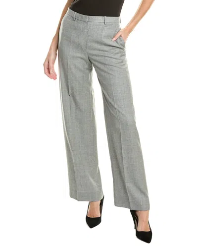 Theory Wool Wide Trouser In Green