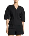 Theory Wool-blend Blouse In Black
