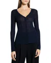 Theory Novel Pointelle Rib Wool Blend Cardigan In Blue