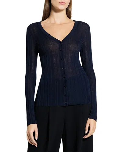 Theory Wool-blend Cardigan In G4k-dark Navy
