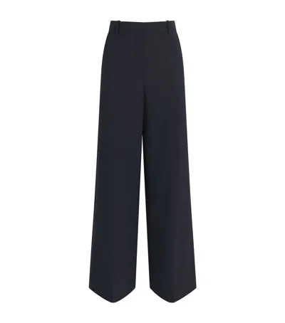 Theory Wool-blend Wide-leg Trousers In Navy