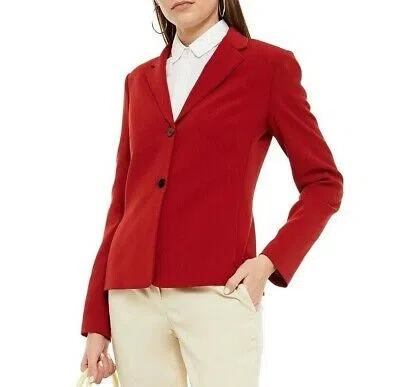 Pre-owned Theory Woven Notch Lapel Blazer, Color: Red Oak, Size 6, Msrp $465