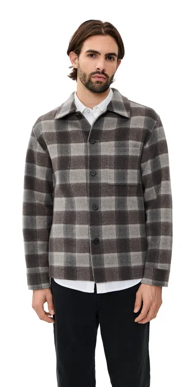 Theory Wp Overshirt In New Divide Check Feather Multi In Brown