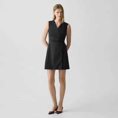 Theory Wrap Blazer Dress In Stretch Wool In Black