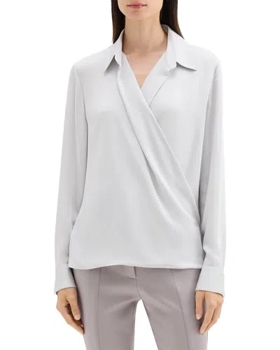 Theory Wrap Blouse In Neutral