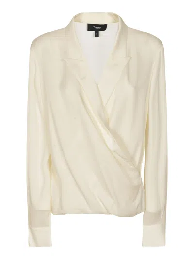 Theory Wrap Blouse In Pink