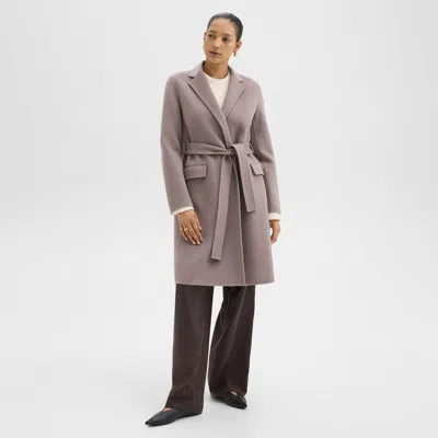 Theory Wrap Coat In Double-face Wool-cashmere In Cinder Melange