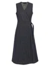 Theory Sleeveless A-line Wrap Dress In Denim