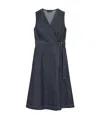 Theory Sleeveless Belted Chambray Wrap Dress In Black