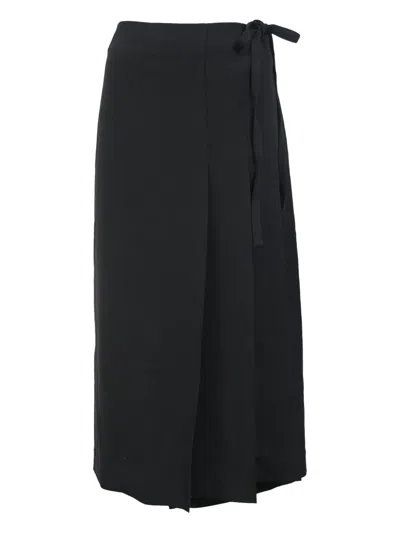 Pre-owned Theory Wrap Midi Skirt In Black