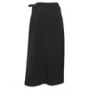 Theory Wrap Midi Skirt In Black Wool In Black