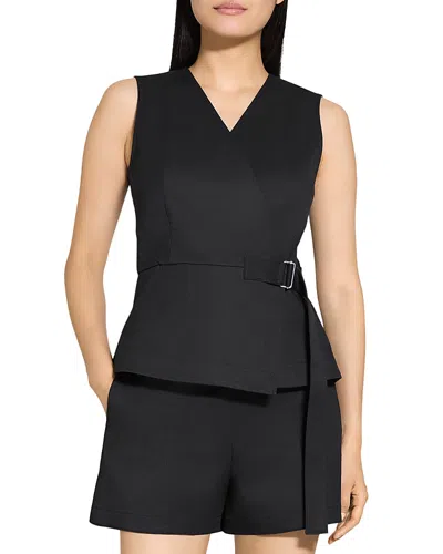 THEORY COTTON STRETCH CHINO WRAP TOP
