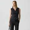 Theory Wrap Vest In Good Wool In Black