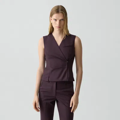 Theory Wrap Vest In Good Wool In Purple