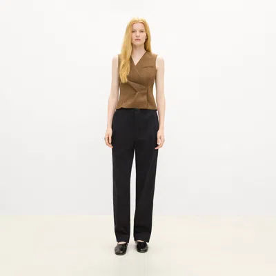 Theory Wrap Vest In Sleek Flannel In Russet Melange
