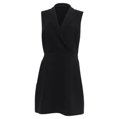 Theory Wrap-effect Mini Dress In Black Triacetate