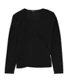Theory Long Sleeve Knit Top Tie Back Wrap In Black