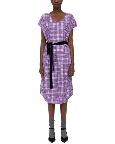 Theory Wrinkle Check Midi Dress In Purple