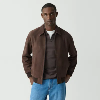 Theory Wyatt Zip Jacket In Suede In Dark Mocha