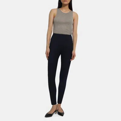 Theory Yoke Legging In Stretch Cotton In Navy Ink