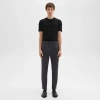 Theory Classic-fit Pant In Printed Performance Knit In Grey Melange