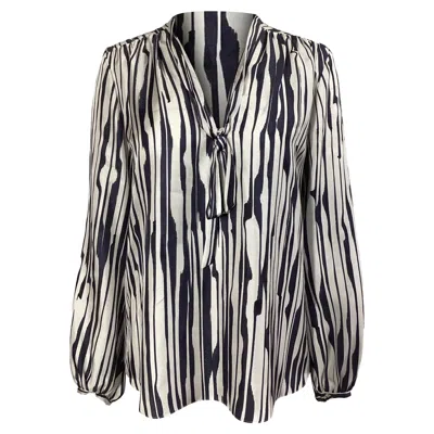 Pre-owned Theory Zebra Print Long Sleeve Blouse In Multicolor Silk In Gray