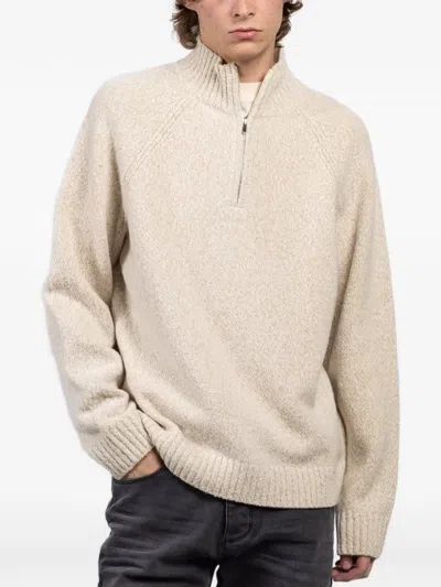 Theory Zip-collar Sweater In Neutral
